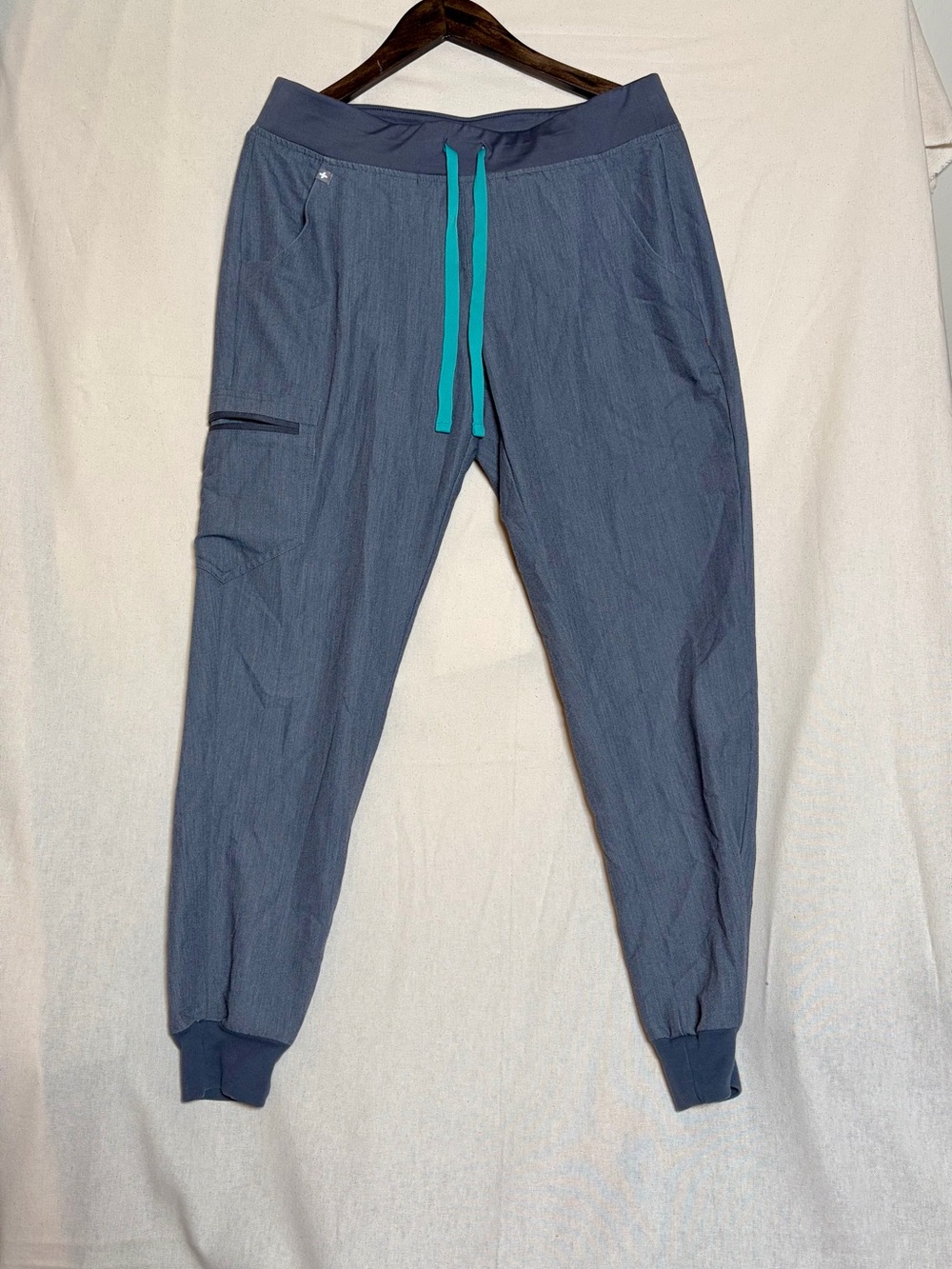 Figs Blue Jogger Pants with Teal Drawstring